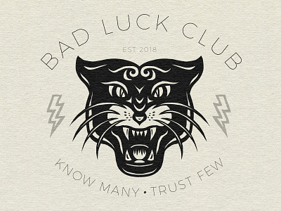 Jaguar Print - Know Many • Trust Few bad black branding club illustration jaguar luck print style tattoo