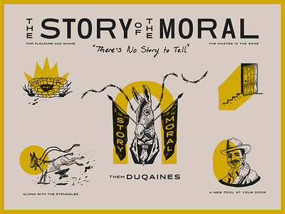 Them Duquaines - The Story of the Moral album art album artwork branding cd design donkey enamel pins graphic design hand drawn illustration logo music nevada pin pins record design reno typography vector vinyl