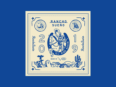 Rancho sueño adobe badge bandana brand identity branding cowboy dead design graphic design illustration logo ranch scare skull style vector western