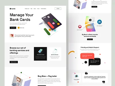 Twinkle - Banking Web Exploration 🔥 bank banking clean ui credit card debit finance financial website fintech home page money money management money transfer payment ui design ux wallet web design