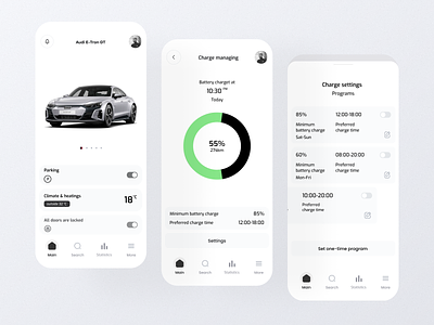 Car Assistant App Concept android app assistant audi auto clean concept dashboard design home screen ios material minimalistic mobile app mobile design pay chart statistics ui ux