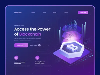 Blockchain Landing Page app design blockchian branding clean design crypto illustration landing landingpage minimal minimalistic product design revolution trendy design ui uidesign ux valut web app website websitedesign