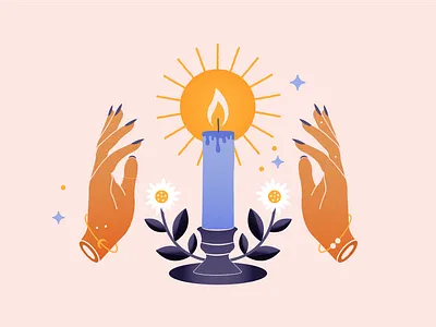 Candle Spell candle goddess illustration magic magick moon mystic occult vector witch witchcraft