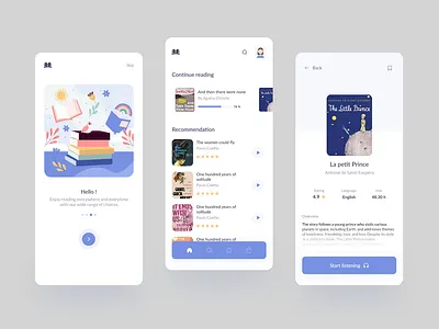 Audio books app app audio books design interface library media minimalistic modern simple store ui