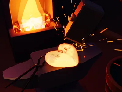 Heart be like :3 3d anvil blacksmith blender blender3dart forge hammer heart illustration kawaii low poly lowpoly lowpolyart