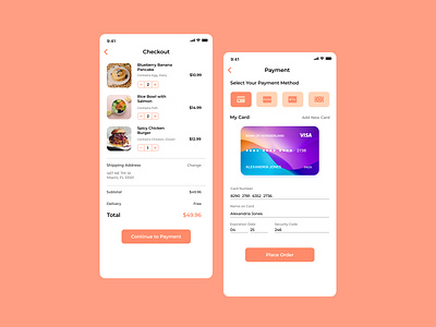 DailyUI #002 (Credit Card Checkout) app design credit card checkout daily 100 challenge daily challenge 002 dailyui dailyui002 dailyuichallenge food delivery app ui