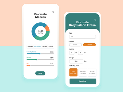 Health Calculator | DailyUI #004 dailyui design fitness food health ui