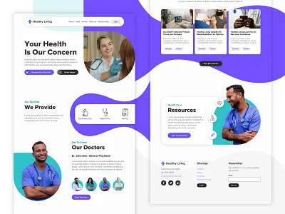 Healthy Living 2021 design doctor doctors health health care healthcare hospital icons illustration logo minimal office purple teal ui ux web web design website