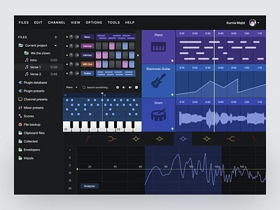 Music Composer Software app branding case study chart clean composer design desktop dribbble freelance freelancer graph modern ui music music composer project softwere ui uiux web app