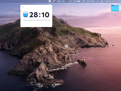 Drink water reminder desktop widget app adobexd animation apple desktop healthy interaction os premierepro prototype rapidprototype toggle ui ux voiceui water wellbeing wellness widget xd