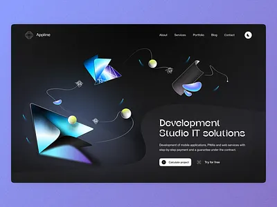 Appline home page concept company dark design flat home it landing layo services studio ui ux
