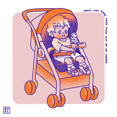 Baby's ice-cream baby boy flat ice cream illustration procreate texture toddler