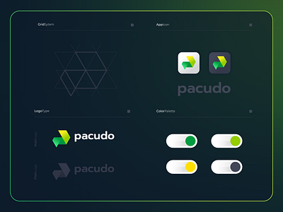 Pacudo | Logo Composition app applications apps branding colorful design icon illustration logo modern packaging software ui vector