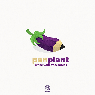 Eggplant and pen logo combination animation branding design flat graphic design illustration logo typography ui ux vector