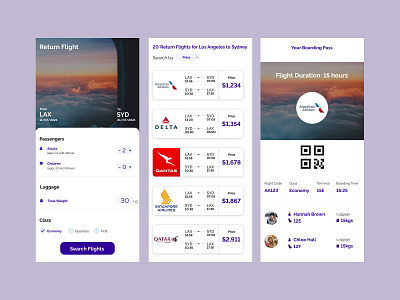 Flight Search & Boarding Pass boardingpass design figma figmadesign flightsearch ui ux