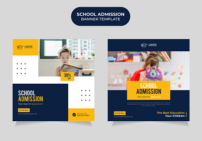 School education admission social media post banner template advertisement back to school banner banner ads branding bundle college facebook banner illustration learn logo school admission school flyer template