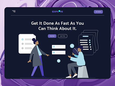 Explore — Hero Header Design / Dark Mode 3d 3d illustration 3d landing page abstract branding clean dark mode design graphic design hero header illustration landing page design navigation product design typography ui user interface ux webdesign website