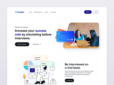 Casejob Landing page hire illustration interview job landing ui ux web