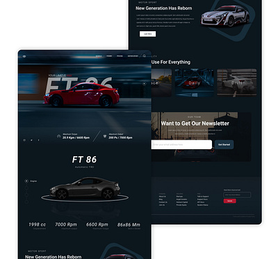 FT 86 (Website Concept) branding car figma ft 86 promotion car promotion web design promotion website simple sportcar toyota ui uiux ux web web designer webdesign