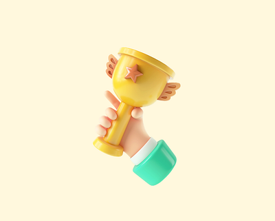 Victory 3d c4d hand trophy