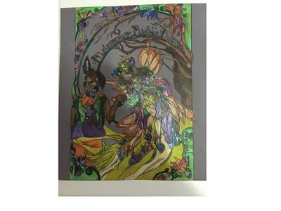 Midsummer Night's Dream color pencil donkey fairy illustration story