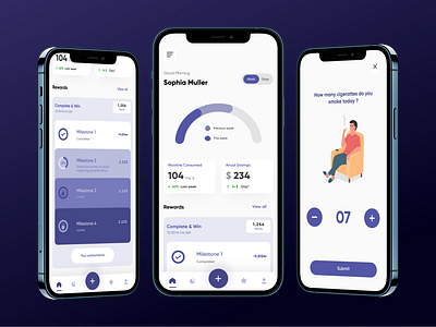 cigarette smoking tracker app app design cigarette design minimal smoke smoking smoking tracker ui ux