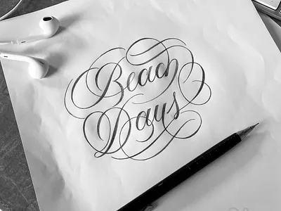Beach Days flourishes lettering script sketch