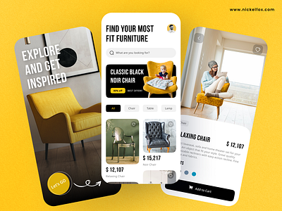 Home Furniture E-Commerce App app branding chair clean design ecommerce furniture minimalist mobile design popular product design responsive shop shopify store table ui ux