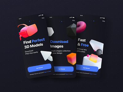 Simple 3D Models for App Design 3d 3d art 3d artist app ar blender blender models box design glasses graphic design ios onboardind onboarding primitives shapes squares torus ui vr