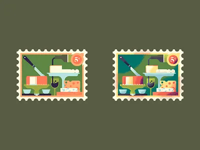 Five Types of Cheese, before and after texture blue cheese brie cheddar cheese dairy food illustration illustrator knife photoshop stamp texture wine