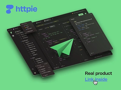 HTTPie – API testing tool 3d code editor dark mode desktop dev tools developers devtools dropdown ide interface mobile sidebar web