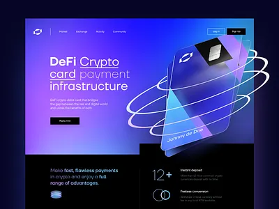 Crypto card Landing Page bank bitcoin card crypto defi design finance invest landing payment trading ui ux web website