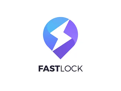 FastLock Logo Design for Fast Tracking App app logo app logo design blue bolt brand identity branding color full design fast lock graphic design illustration location logo logo design logo designer logo mark modern technology