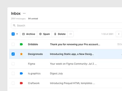 Inbox UI (Light & Dark) designsystem figma inbox letter mail messages prototyping ui uikit ux wireframe