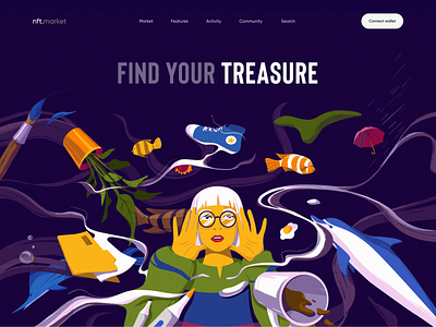 NFT.market - NFT Marketplace with Illustrations animation colors illustration illustrator marketplace motion nft nft illustration nft marketplace ui ui design web app web design