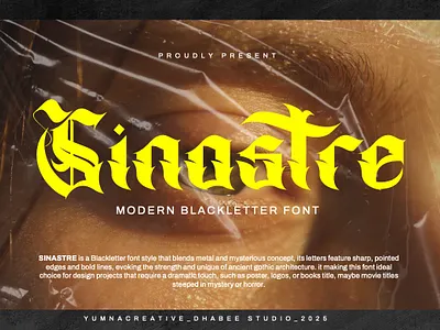 Sinastre – Blackletter Font blackletter bold classic decorative design display font fraktur gothic horror illustration modern new old old english typeface typography ui vintage web