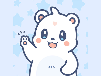 An illustration of a polar bear greeting bear branding character cute doodle flat icon illustration logo