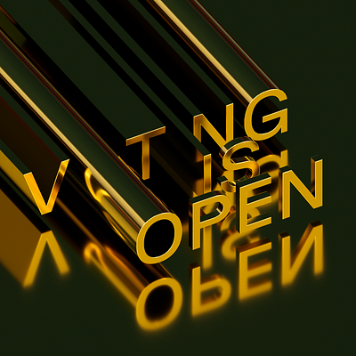 Voting is Open 3d gold typography