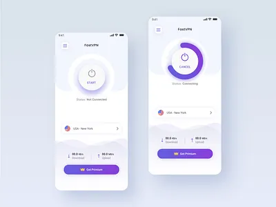VPN Mobile App UI Design 🌍 app clean ui design illustration ui ux