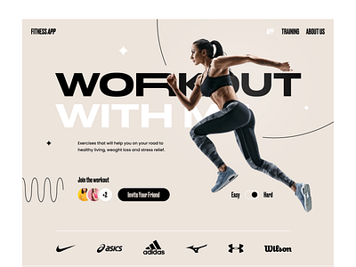 Fitness App — Hero Section design fitness girl gym landing sport trend ui uiux ux web weightloss workout yoga