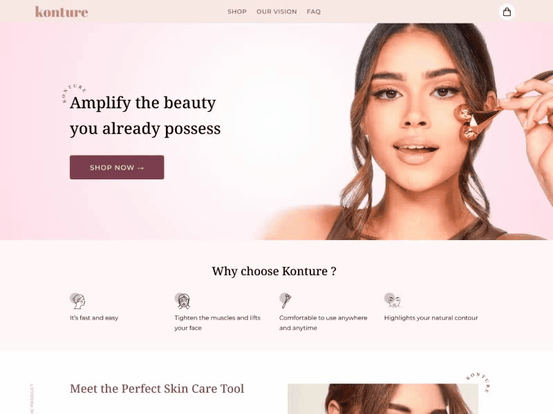 Konture Beauty E-commerce Store Design & Branding beauty branding design ecommerce figma graphic design home page illustration landing landing page logo photoshop shop store ui uiux ux webdesign