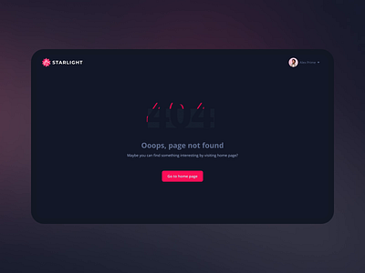 Animated 404 Error Page 404 500 502 animation automotive dark mode dark theme empty state error illustration motion motion graphics product ddesign ui ux