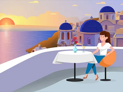 Sunset in Greece 2danimation animation character animation flat motiongraphics vector illustration
