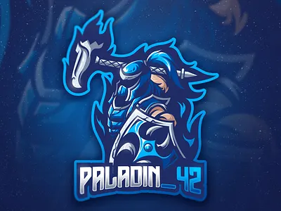 PALADIN_42 LOGO branding design esport esportlogo hammer illustration illustrator knight logo logo design mascot logo paladin paladin logo shield