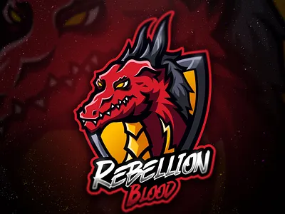 REBELLION BLOOD LOGO animal animal illustration animal logo branding dragon dragon head dragon illustration dragon logo esport esportlogo illustration illustrator logo logo design mascot logo red dragon