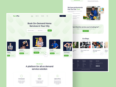 On Demand Service Website booking cleaning garden landing page on demand plumber repairing search service trend 2021 trending ui ui ux ui design uxdesign web design website website design wireframe work