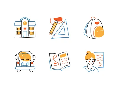 FreeLine School Icons bus design education icon line school style teacher