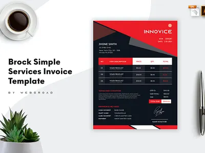 Brock Simple Services Invoice Template | Websroad accounting bill budget corporate creative design excel expense fashion finance invoice logo marketing money office pay payment template word