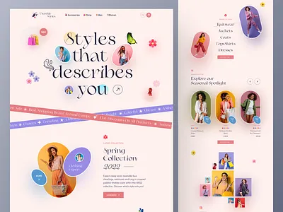 Fashion E-Com Web Exploration 🛍🌼❤️ colorful creative creative design design dribbble best shot fashion illustration ios android interface landing page design minimal clean new trend modern design popular shot popular trending graphics style top ui web design