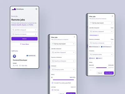 himalayas.app — filtering 2.0 🏔 clean ui design system dropdowns filter filtering filters job board job site jobs linkedin minimal minimalism remote jobs search search field searchbar tailwind variants webflow